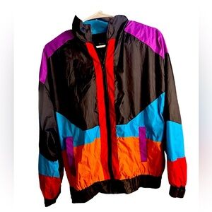 Forever 21 90s Vintage Style Zip Jacket Multicolor Black Size Small